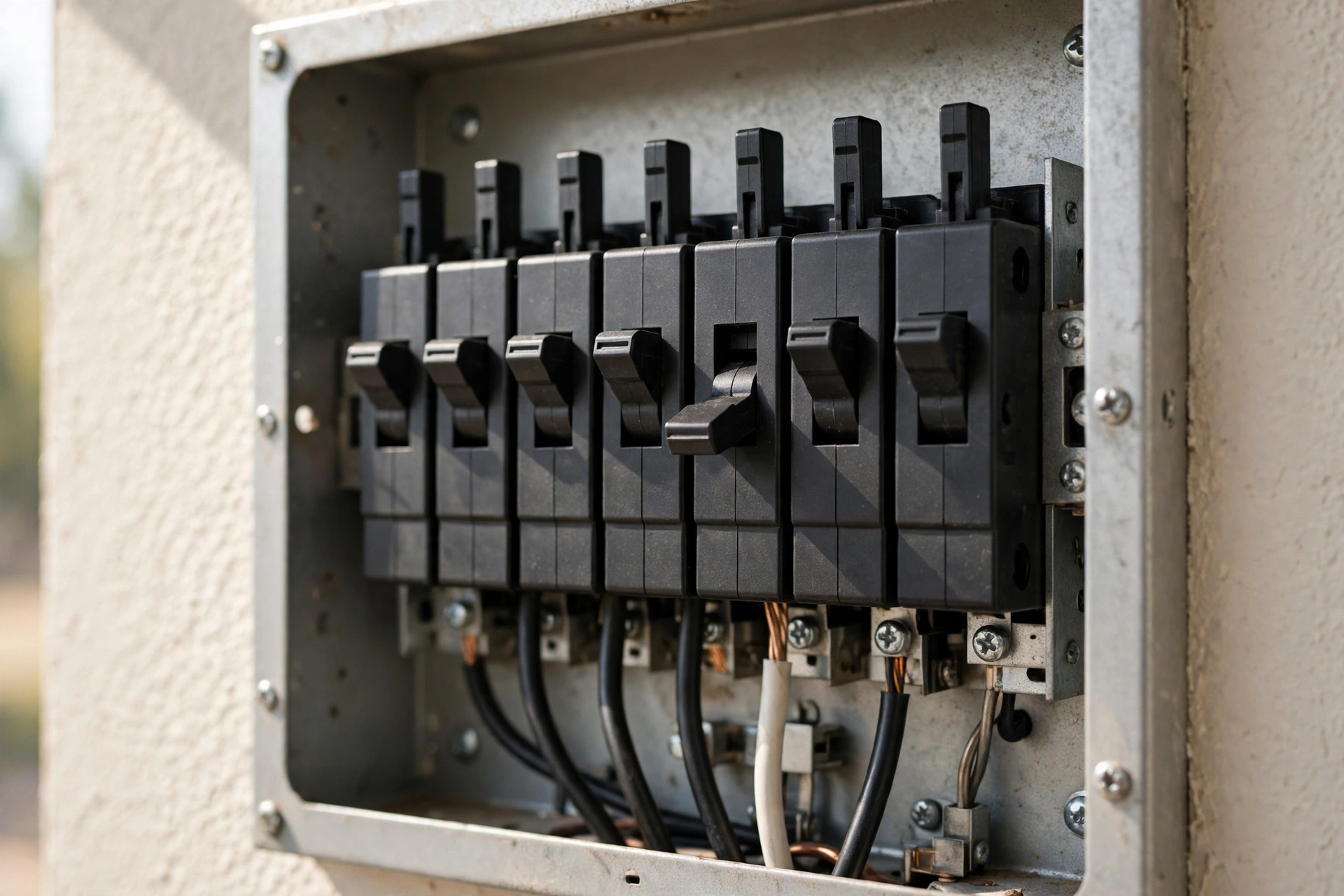 Breaker panel with one tripped breaker switch