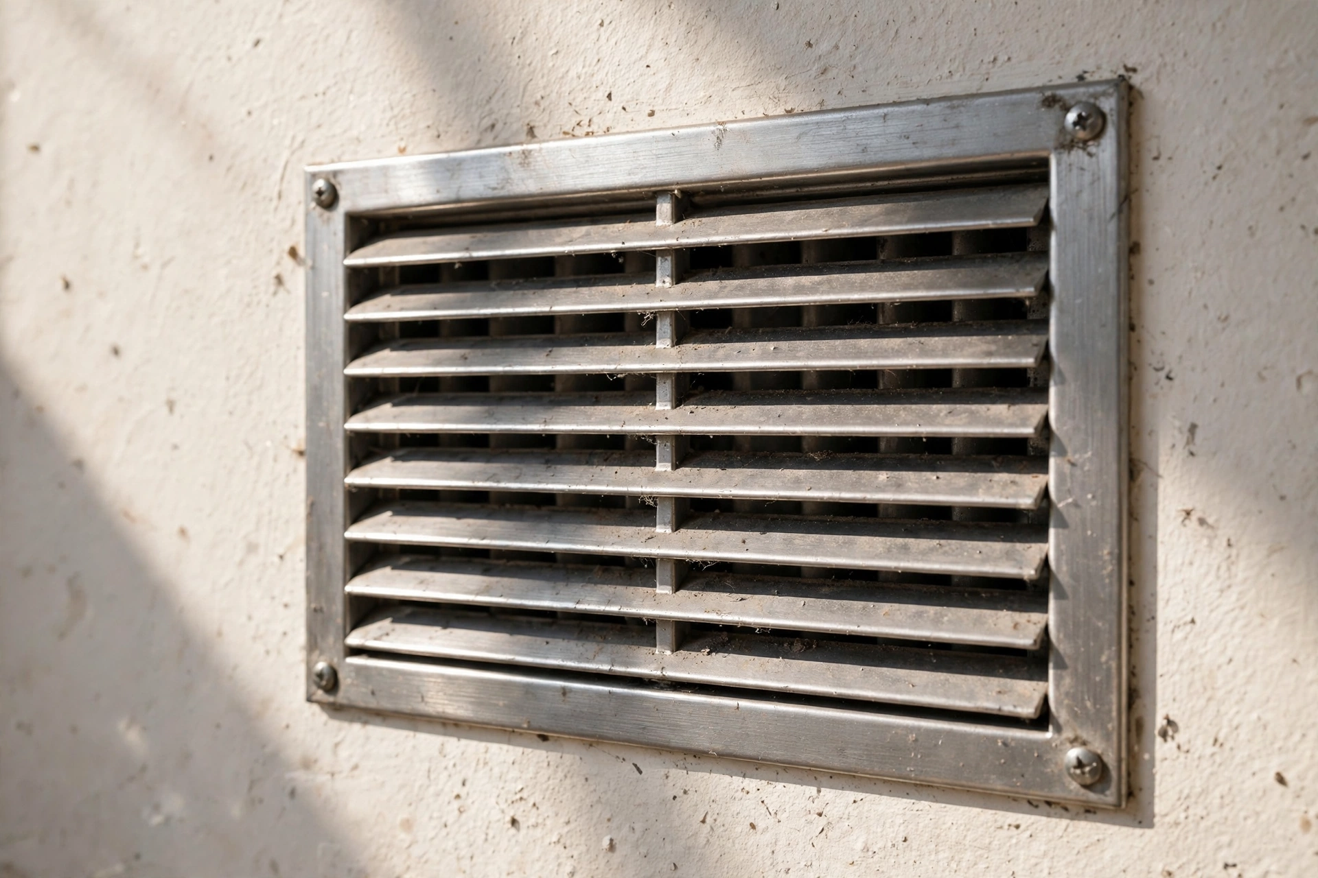 Metal supply vent grille on a wall