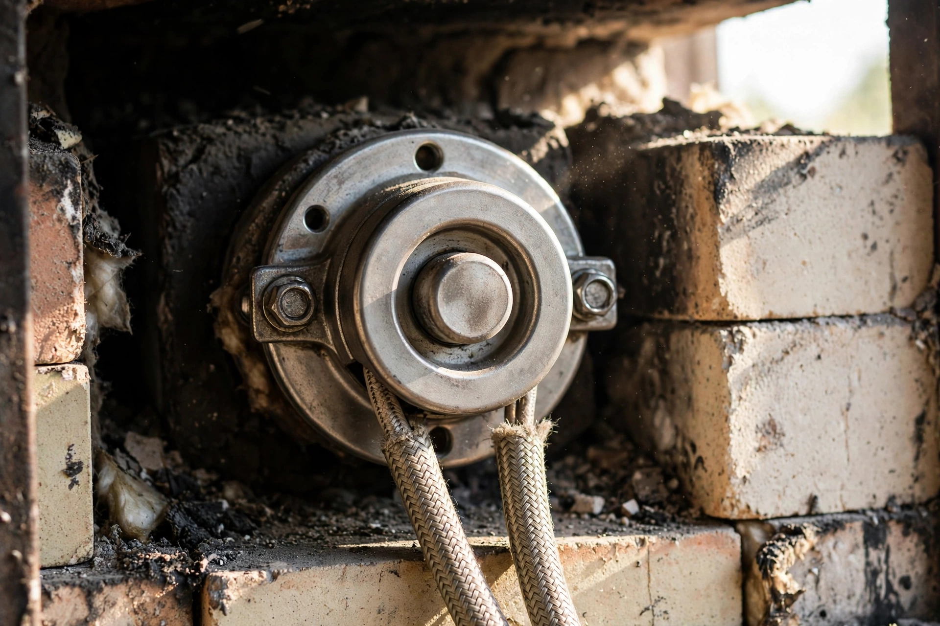Round limit switch component inside a furnace